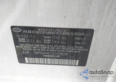 2013 Hyundai Elantra Gls из США, поврежденный, VIN 5NPDH4AE7DH429608